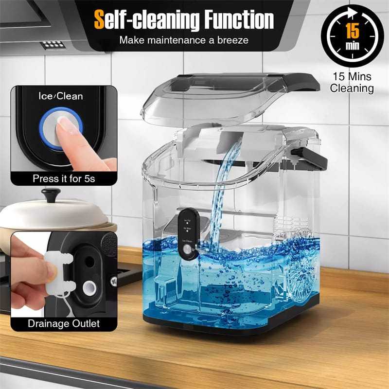 Countertop Nugget Ice Maker, 34lbs/24H Portable Ice Machine with Soft Chewable Pellet Ice, Ready in 6 Mins, Self-Cleaning, Ice Basket & Scoop
