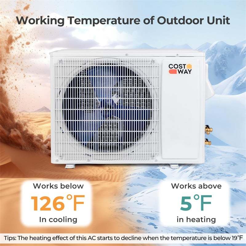 12000 BTU 22 SEER2 208-230V Wifi Enabled Mini Split Air Conditioner & Heater, Energy Star Wall Inverter AC Unit with Heat Pump & Assembly Kit