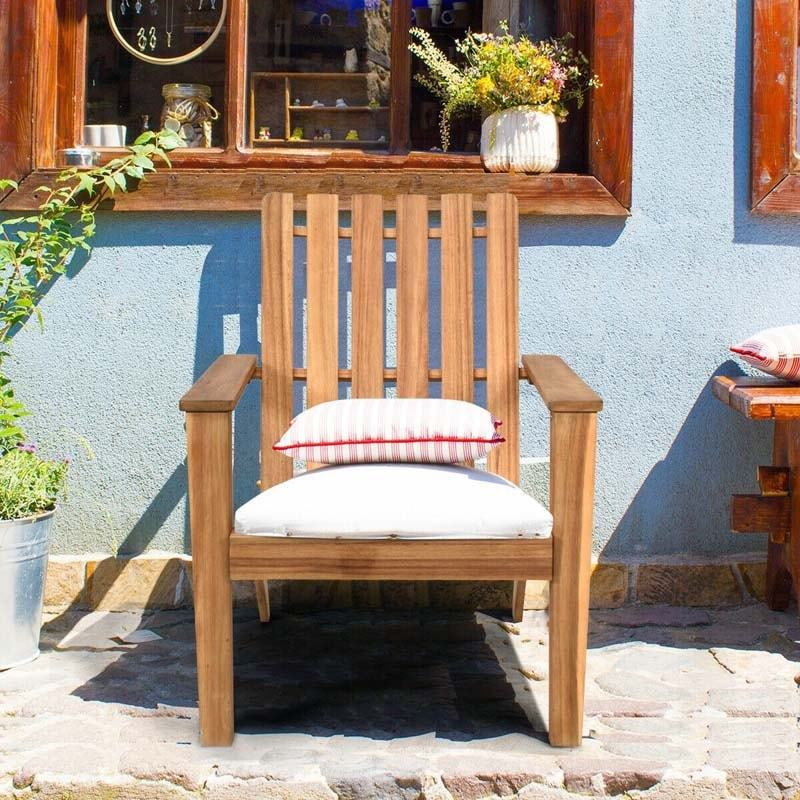 Outdoor Acacia Wood Adirondack Chair Weather Resistant Patio Adirondack Armchair for Garden Backyard