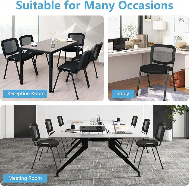 Set of 5 Conference Chair Mesh Back Stackable Office Chair Ergonomic Waiting Room Guest Reception Chair with Upholstered Seat
