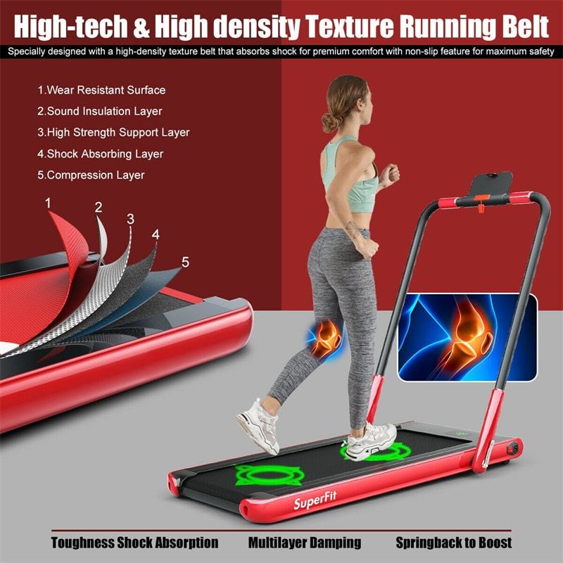 2.25HP 2-in-1 Folding Under Desk Treadmill with LED Display, Remote & APP Control, Portable Electric Walking Running Machine for Home Office