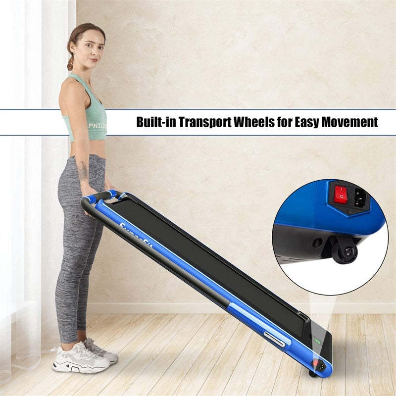 2.25HP 2-in-1 Folding Under Desk Treadmill with LED Display, Remote & APP Control, Portable Electric Walking Running Machine for Home Office