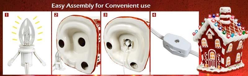 Hand-Painted Ceramic Christmas House with 44 Multicolored Lights