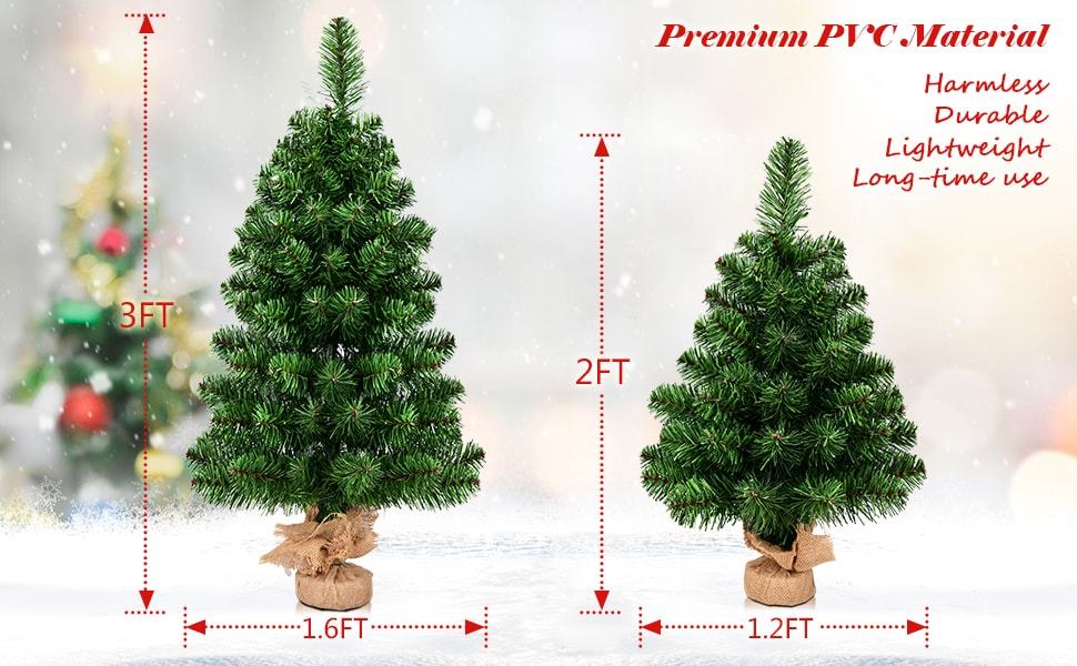 3 Ft Tabletop Artificial Christmas Tree Green Spruce Tree