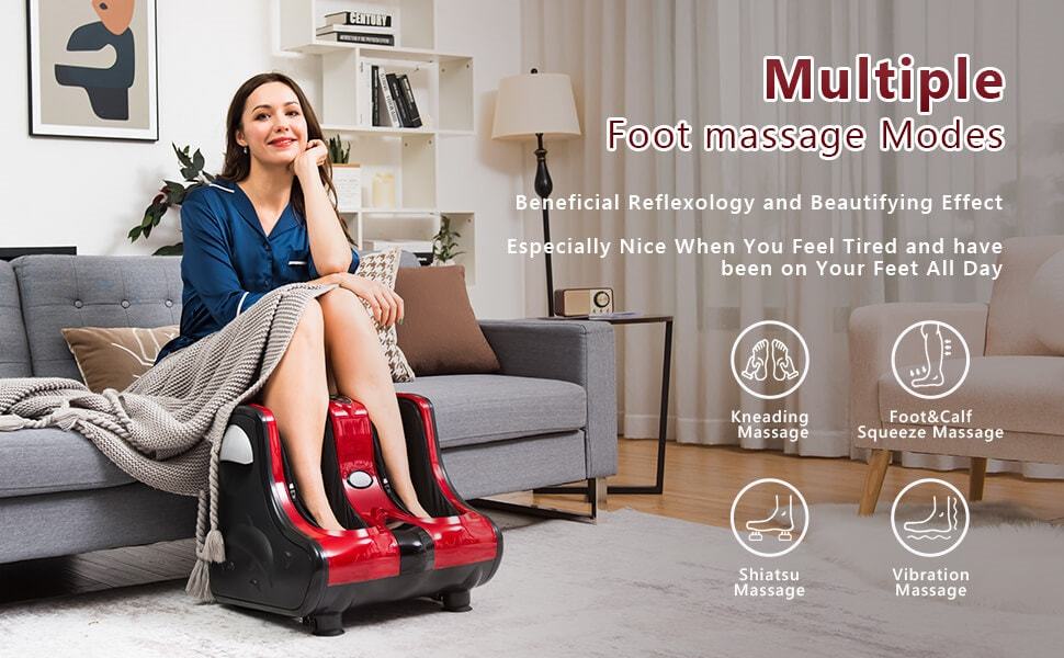 Shiatsu Electric Foot Massager Heat Vibration Deep Kneading Foot Calf Massager