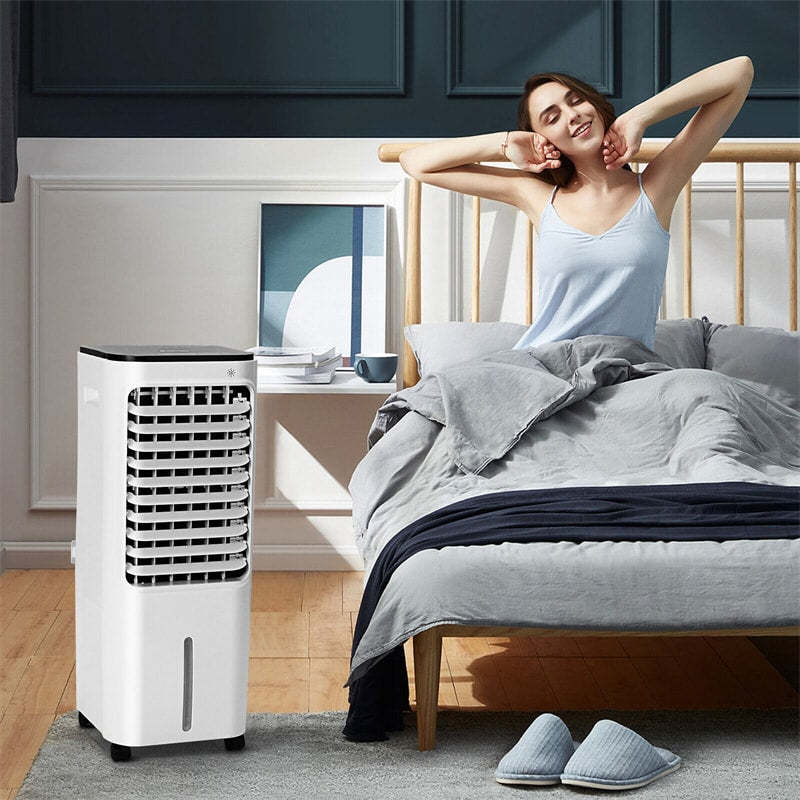 4-in-1 Portable Evaporative Air Cooler with Fan & Humidifier Mode, Quiet Swamp Cooler w/ Remote Control, 4 Ice Boxes, 12L Water Tank & 7.5H Timer