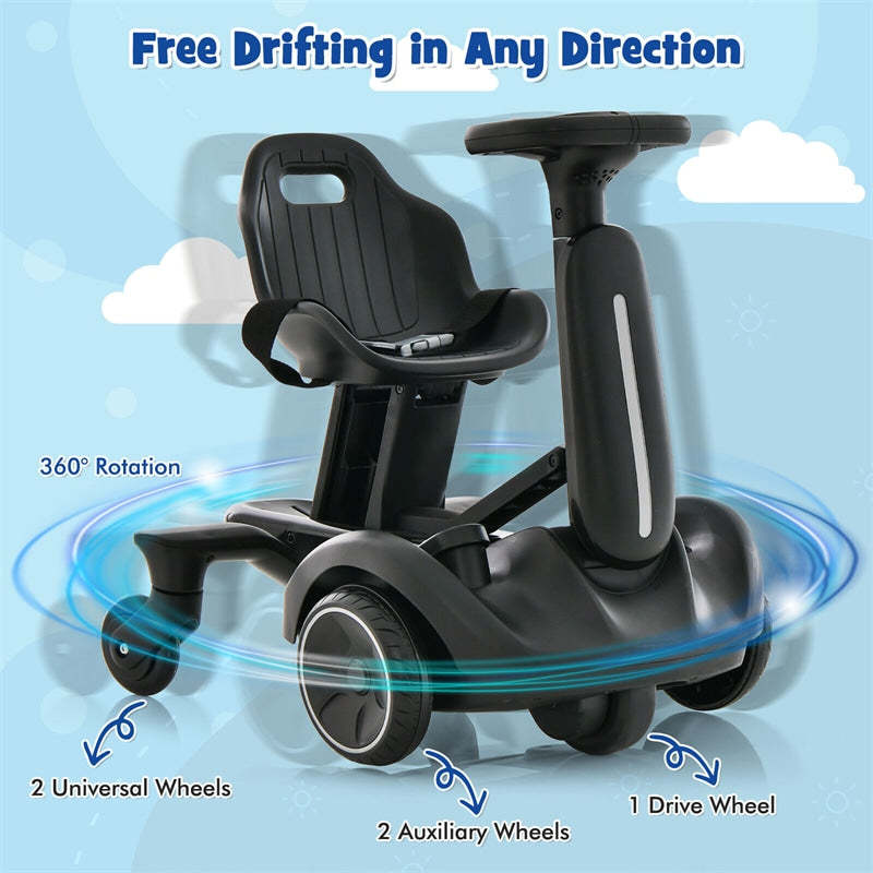 6V Electric Kids Ride-On Drift Car with 360° Spin, 2-Position Adjustable Seat, Horn & Engine, Drifting Go Kart Toy for Boys & Girls
