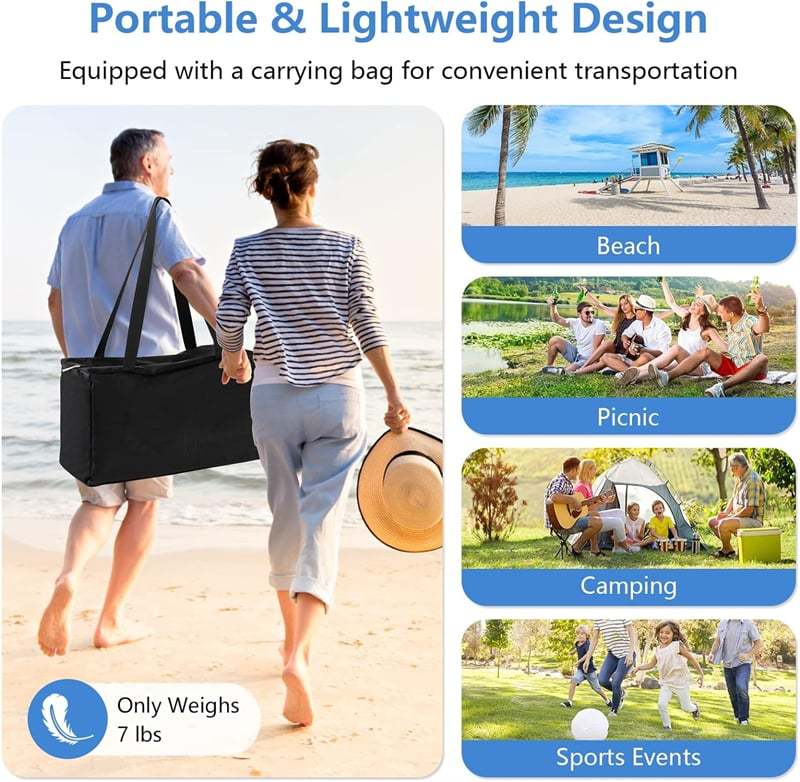 20 x 20FT Family Beach Canopy Tent UPF50+ Beach Sun Shade Tent with Carrying Bag, Sand Shovel & 6 Sandbags