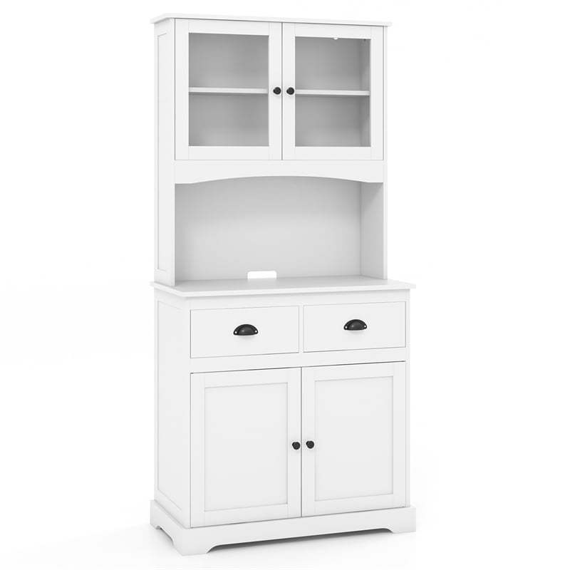 67" Tall Buffet Cabinet with Hutch, Freestanding Pantry Organizer with Drawers & Adjustable Shelves, Wooden Cupboard for Kitchen, Living Room