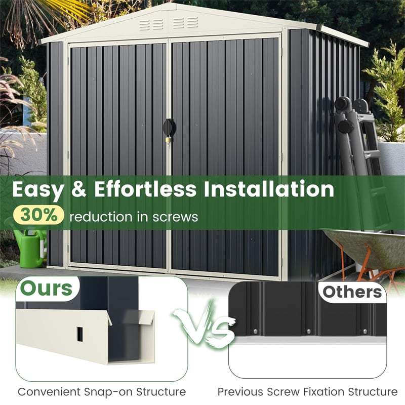7 x 4FT Metal Outdoor Storage Shed Snap-on Structure for Efficient Assembly, All-Weather Color Steel Utility Storage House Bike Tool Shed  with Lockable Door