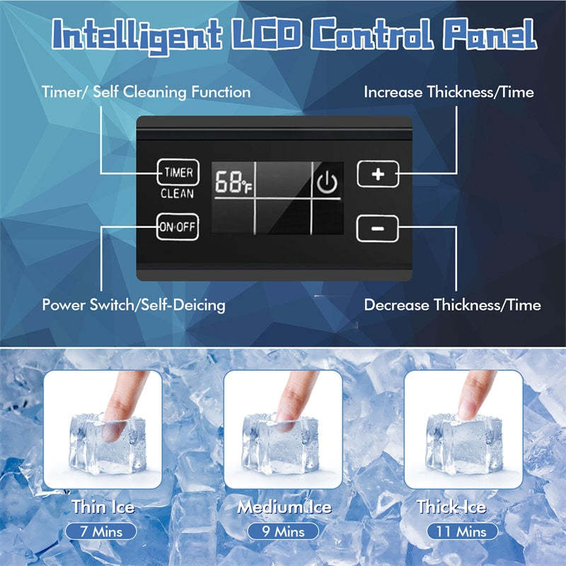 80LBS/24H Commercial Ice Maker, 15" Freestanding & Built-In Undercounter Ice Machine with Drain Pump, Self-Cleaning, LCD Display & 25LBS Bin