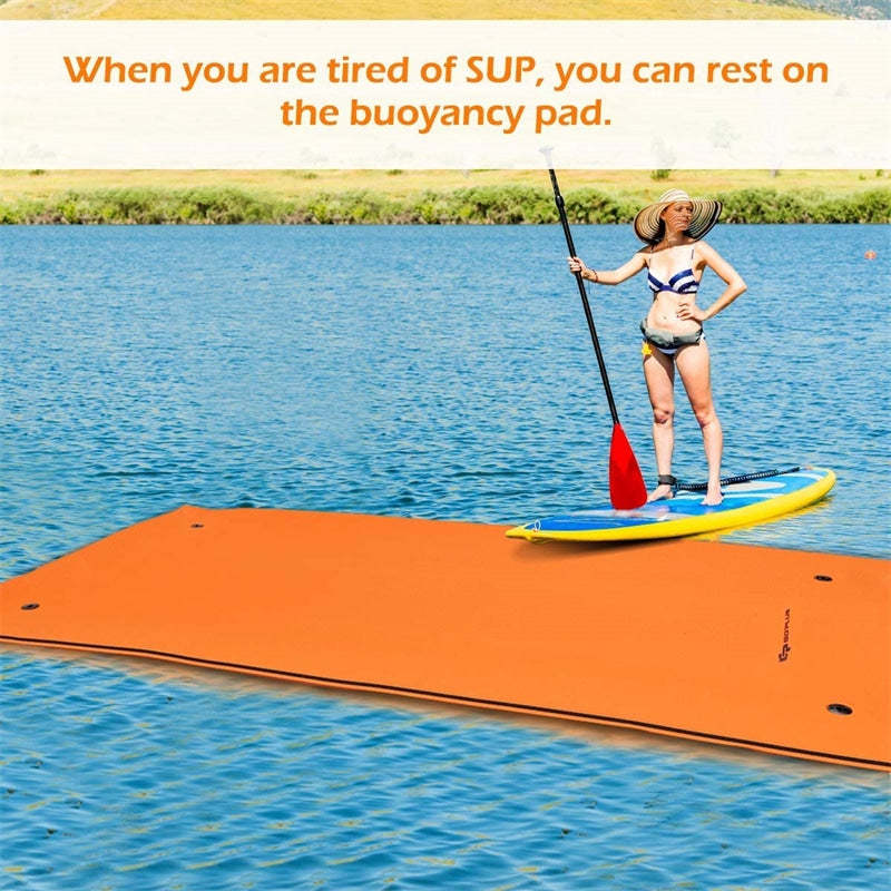 12' x 6' Floating Water Pad Mat 3 Layer Tear-Resistant XPE Foam for Beach Ocean Lake