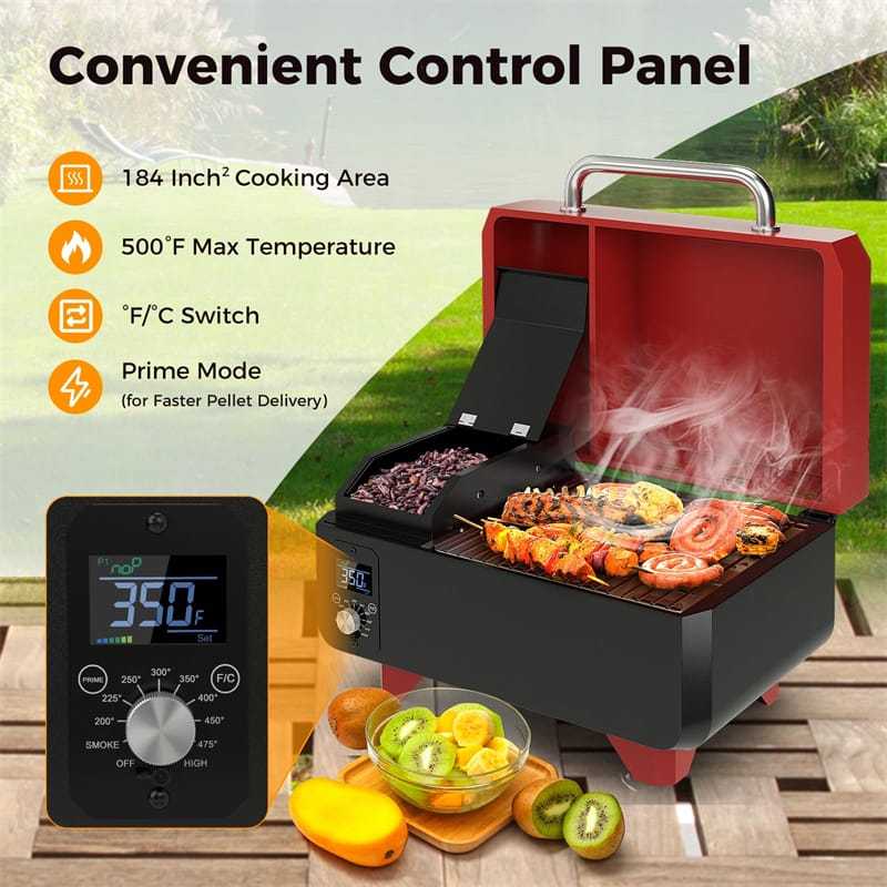 Pellet Grill and Smoker Portable Pellet Smoker Tabletop Wood Pellet Grill w/ Temperature Control, Removable Ash Pan, Grease Tray for Camping BBQ