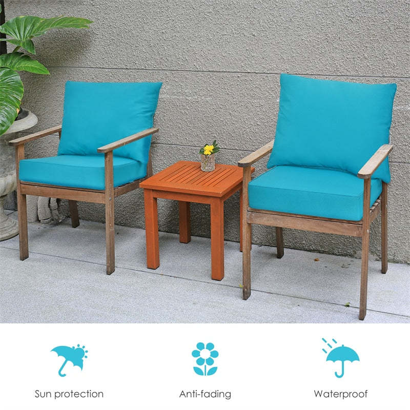 Deep Seat & Back Cushion Set with Rope Ties, Waterproof 6" Thick Indoor/Outdoor Chair Pads for Patio Furniture & Poolside