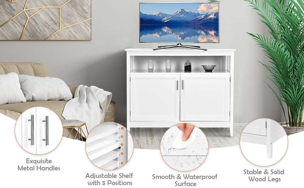 Wood Buffet Cabinet with Storage, Freestanding Kitchen Cabinet Storage Sideboard Console Table with Adjustable Shelf