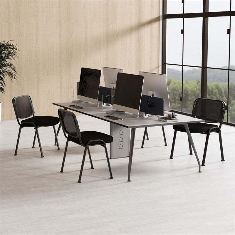 Office Guest Chair Set of 5 Stackable Conference Room Chair with Padded Seat, Metal Frame, 330Lbs Capacity Reception Chair for Waiting Training Rooms