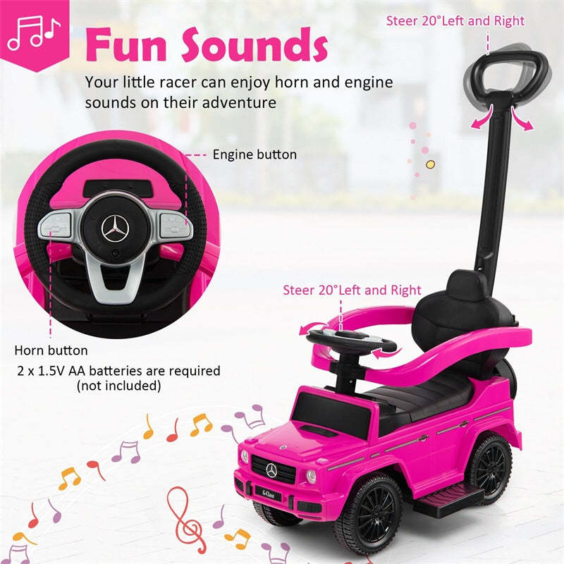 3 In 1 Mercedes Benz G350 Stroller Sliding Car Ride on Push Car with Canopy