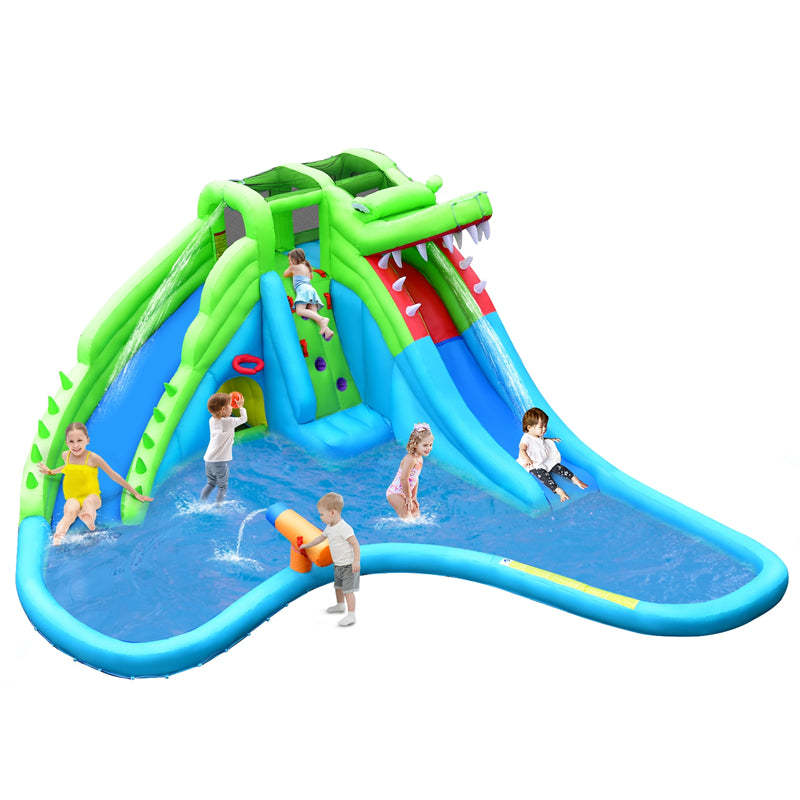 Inflatable Bounce House Crocodile Mighty Water Park Splash Pool without Blower