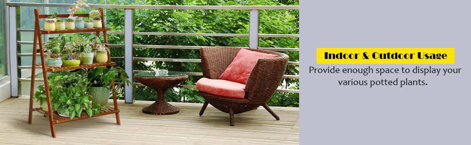 3 Tier Folding Bamboo Plant Stand Organizer Storage Shelving