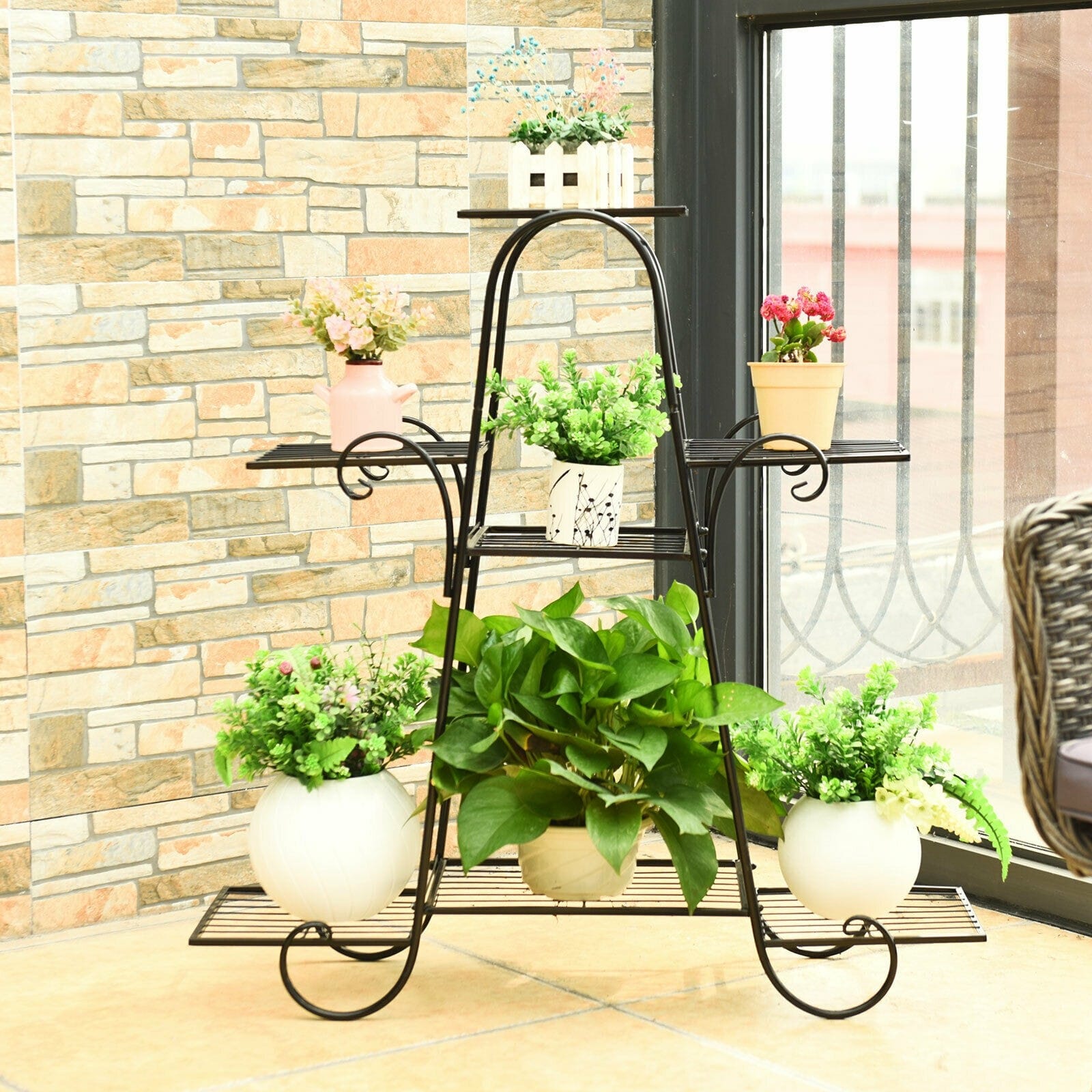 7 Tier Metal Patio Plant Stand | Costway