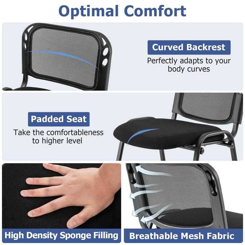 Office Guest Chair Set of 5 Stackable Conference Room Chair with Padded Seat, Metal Frame, 330Lbs Capacity Reception Chair for Waiting Training Rooms