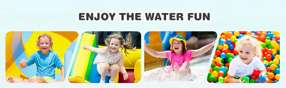 6-in-1 Kids Inflatable Water Slide Water Park Bounce House without Air Blower