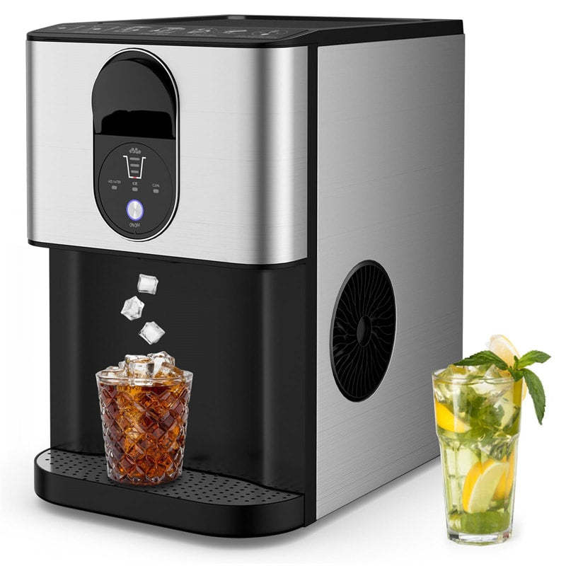 Self-Dispensing Countertop Nugget Ice Maker, 56LBS/24H Soft Chewable Ice, Self-Cleaning, Portable Stainless Steel Ice Machine for Home Office, Parties