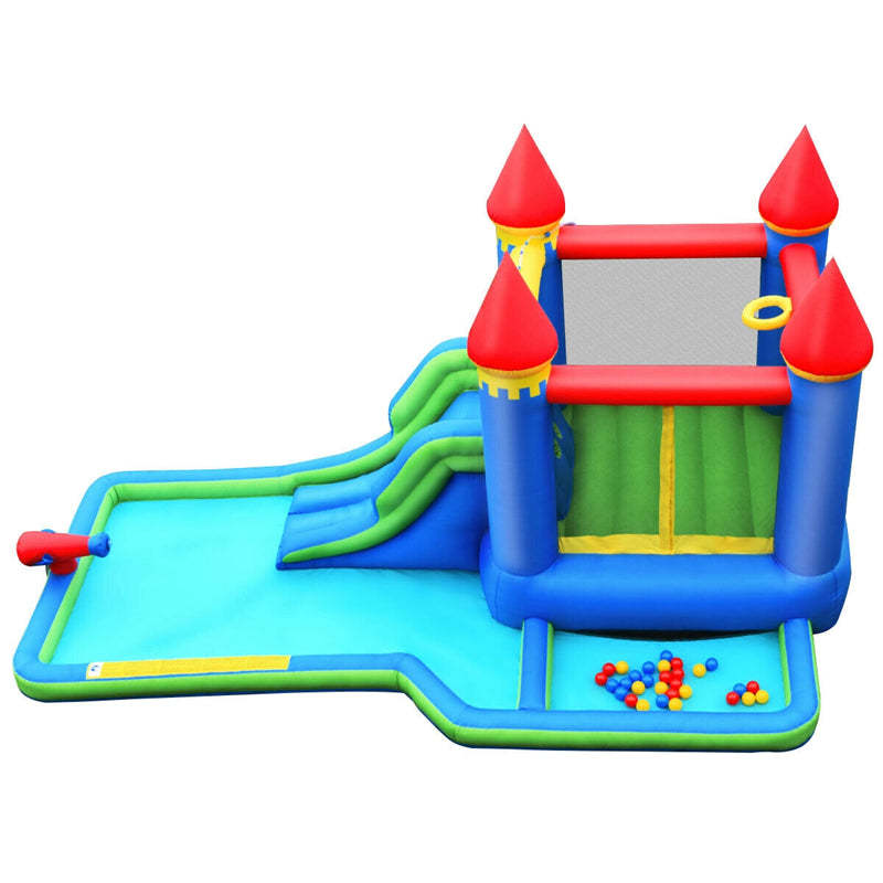 Inflatable Water Slide, Kids Jumping Bouncy Castle Water Park with 580W Blower, Splash Pool, Water Cannon, Ball Pit & Carry Bag for Backyard Parties