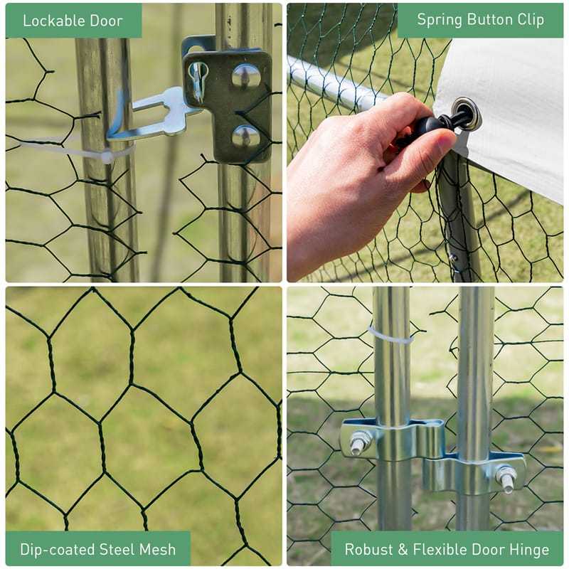 12.5ft Metal Chicken Coop Run Galvanized Walk-in Poultry Cage Hen Run House Outdoor Rabbit Hutch with Cover