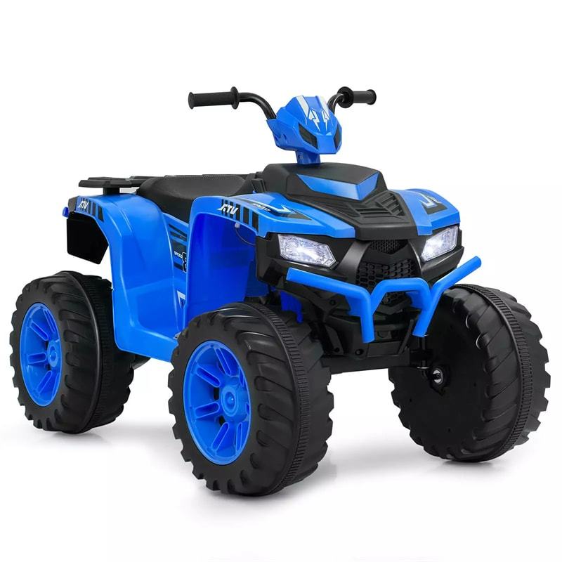 24V Kids Ride On ATV, Battery Powered Electric 4-Wheeler Quad Car with Wireless Connection & LED Lights for Boys/Girls Ages 3-8