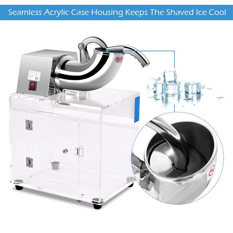 440lbs/H Commercial Snow Cone Machine, Stainless Steel Ice Shaver with Dual Blades, 110V Electric Shaved Ice Machine for Home, Restaurant, Party, Bar