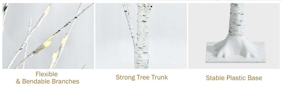 5ft Lighted White Twig Birch Artificial Christmas Tree with 72 LED Lights