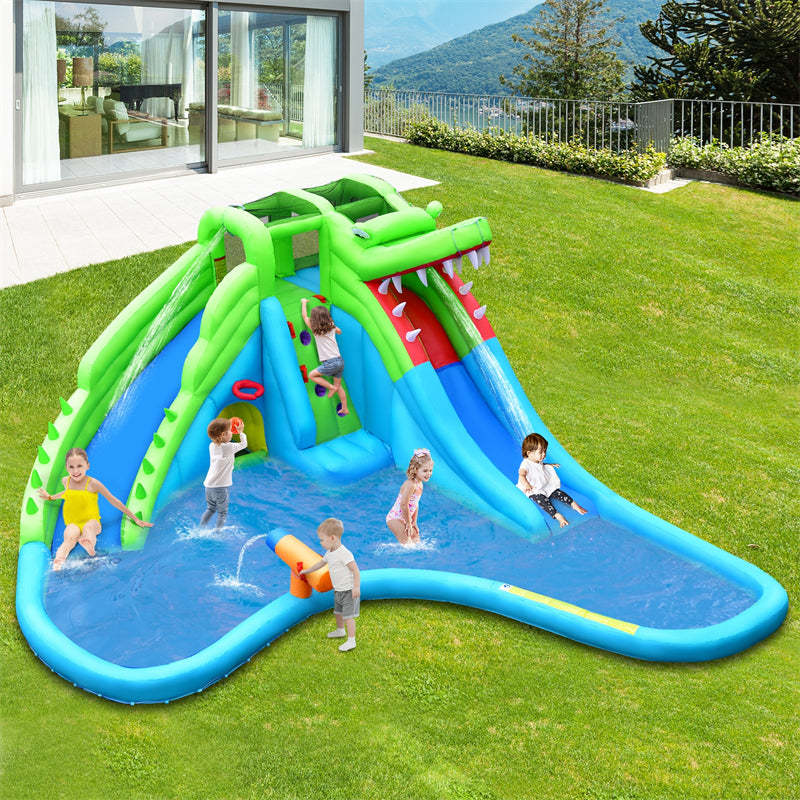 Inflatable Bounce House Crocodile Mighty Water Park Splash Pool without Blower