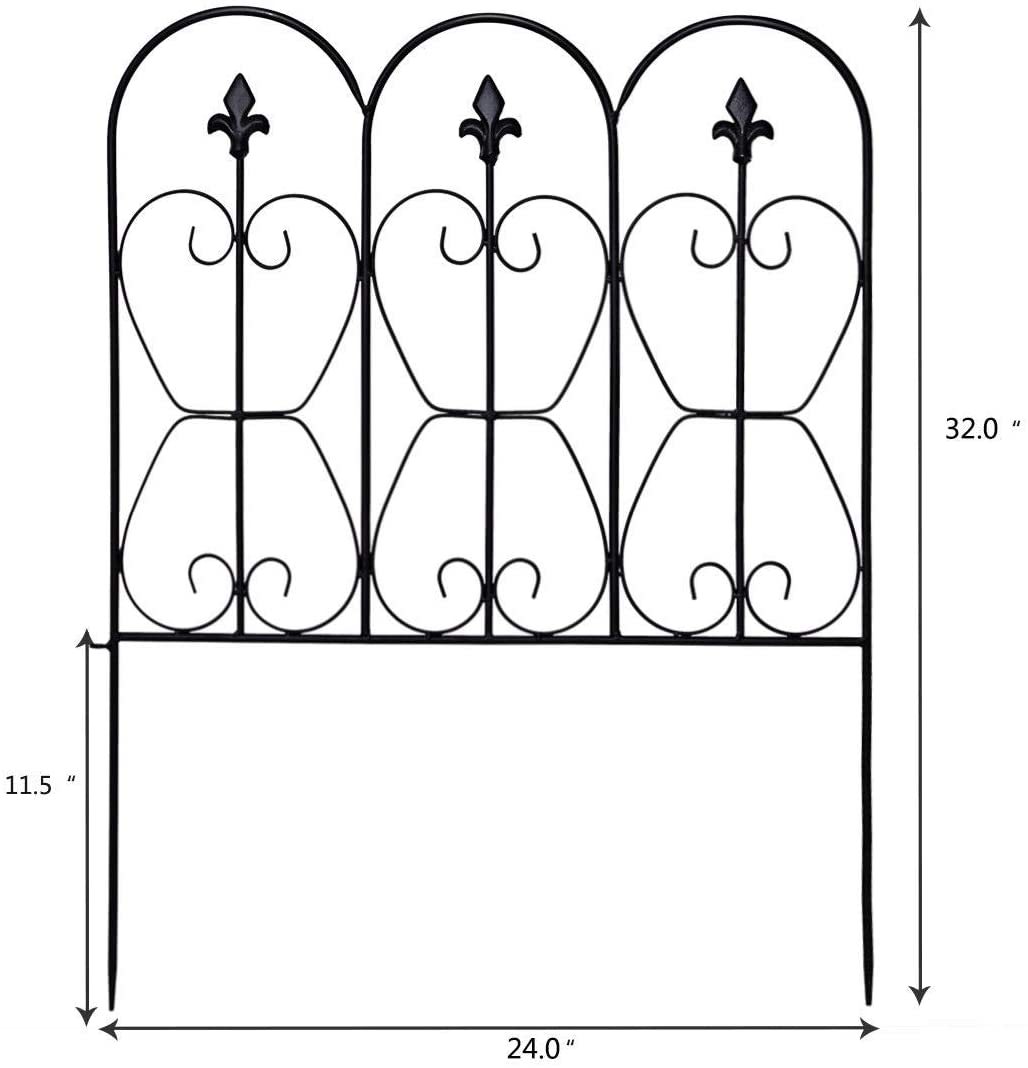 5 PCS 32in x 10ft Folding Decorative Garden Fence with Coated Metal Panels