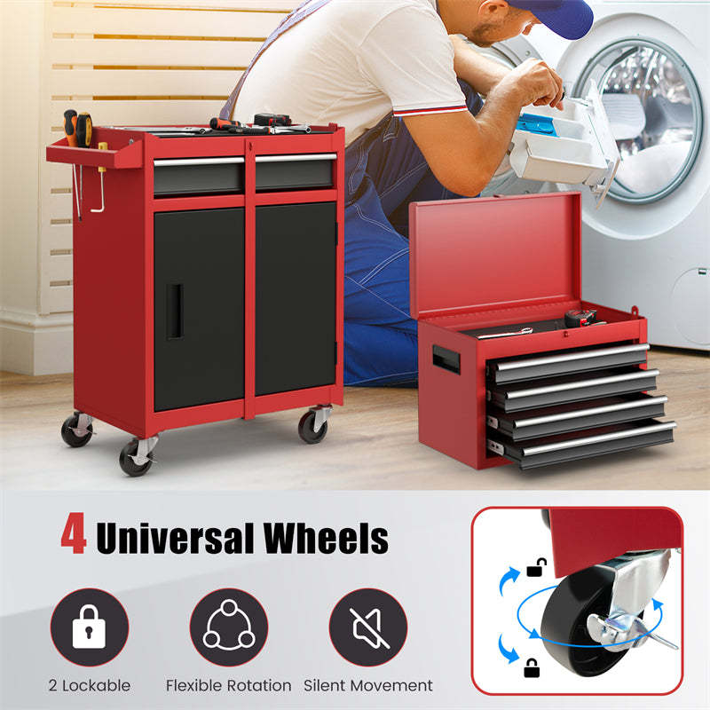 5-Drawer Rolling Tool Chest, Tool Storage Cabinet with Lockable Wheels, Detachable Top Tool Box & Adjustable Shelf for Garage, Workshop