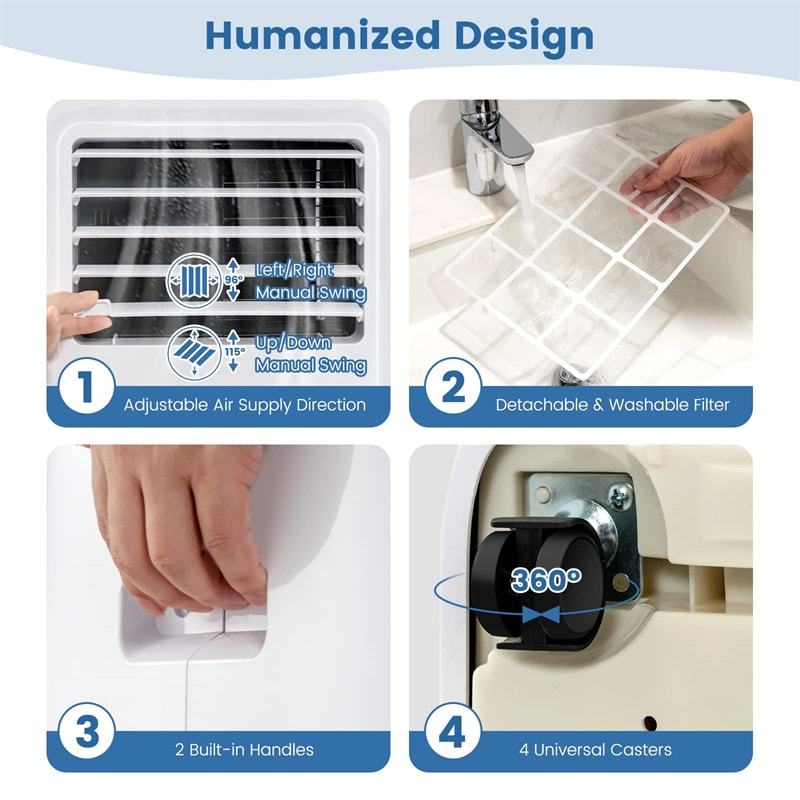 9000 BTU Portable Air Conditioner 3-in-1 AC Cooling Unit Cools Rooms up to 280 Sq.Ft with Dehumidifier, Remote Control & Window Kit