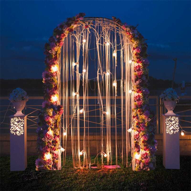 7.9FT Metal Garden Arch Trellis, Wedding Backdrop Stand with Fence for Climbing Plants, Garden Arch Pergola Arbor for Outdoor Lawn Decor