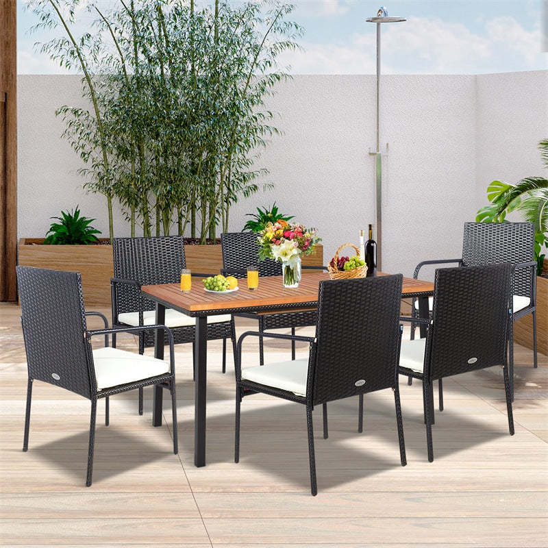 4PCS Patio Wicker Rattan Dining Chairs with Armrests, Soft Cushions, Steel Frame, All-Weather Steel FrameOutdoor Armchairs for Deck Porch Backyard
