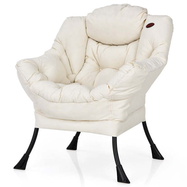 Modern Fabric Lazy Chair Upholstered Accent Sofa Chair Padded Leisure Lounge Armchair with Storage Pocket