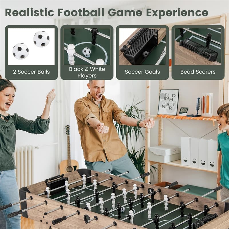 54" Foosball Table for Adults, Competition Full-Size Arcade Soccer Game Table with 2 Balls, 26 Players & Adjustable Leg Levelers
