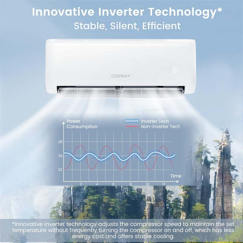 24000 BTU Mini Split Air Conditioner 21 SEER2 208-230V Ductless AC Unit with Heat Pump & Remote APP Control