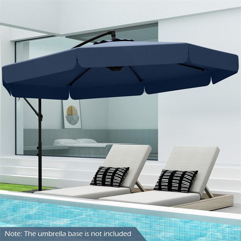 10FT Offset Cantilever Umbrella with Cover, Tilt Adjustment & Crank, 8-Rib Heavy-Duty Vented Ruffled Patio Umbrella for Poolside/Garden/Deck