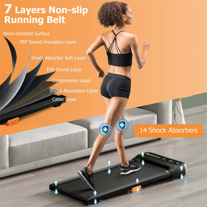 Walking Pad Under Desk Treadmill with LED Touch Screen, Watch-Like Remote Control, 12 Preset Programs, 265lbs Capacity for Home & Office
