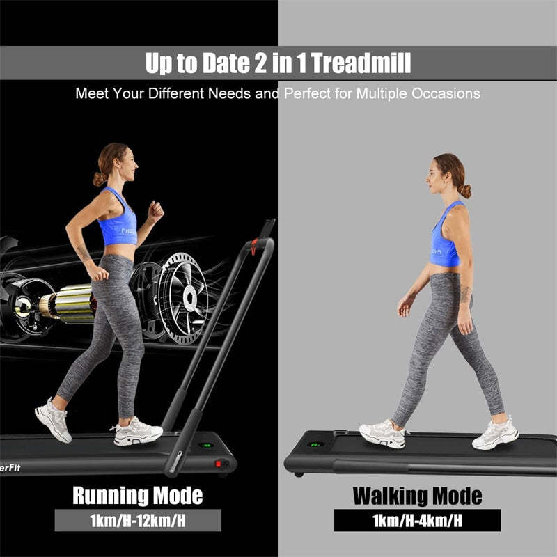 2.25HP 2-in-1 Folding Under Desk Treadmill Installation-Free with LED Display