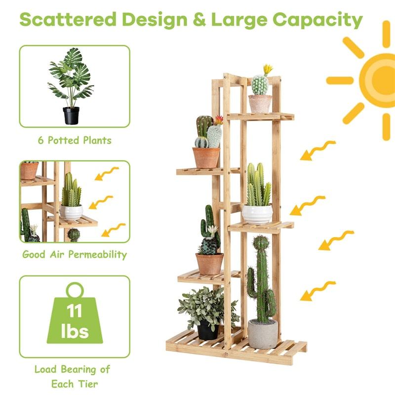 5 Tier 6 Potted Bamboo Plant Stand Rack Multiple Flower Pot Holder Shelf