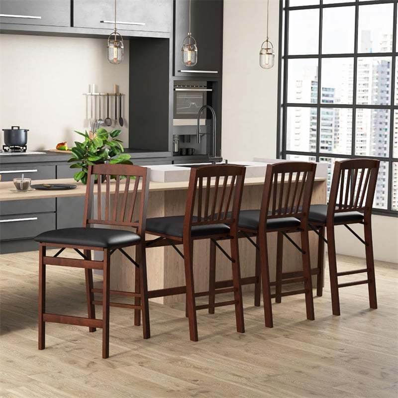 Set of Folding Bar Stools Kitchen Counter Height Chairs