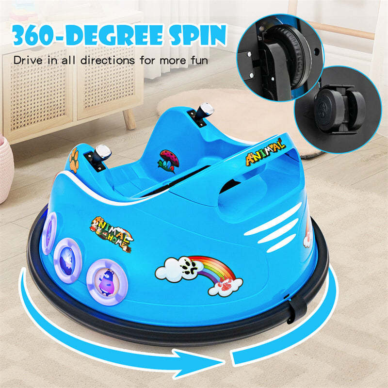 12V Kids Bumper Car, Electric Ride-On Bumper Car with Dual Joysticks, Flashing LED Lights & Remote Control, Battery Ride-On Toy for Toddlers