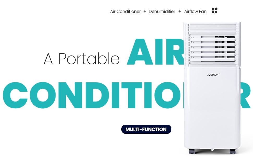 8000 BTU Portable Air Conditioner 4-in-1 Multifunctional Air Cooler with Dehumidifier Fan Mode & Remote Control