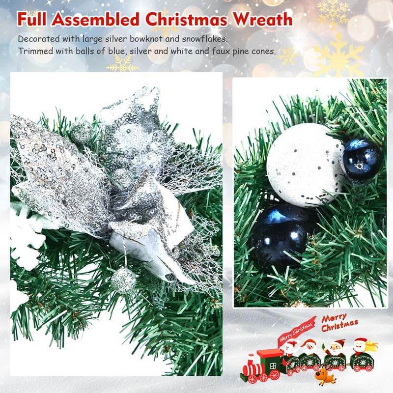 20 Inch Pre-lit Artificial Christmas Wreath with 30 LED Lights