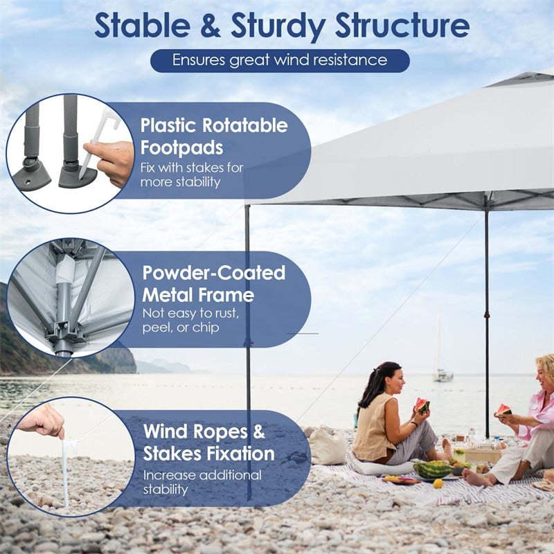 10' x 10' Pop Up Canopy Tent Easy Set-up Instant Canopy Outdoor Folding Tent Adjustable Height Sun Shelter with Center Lock & Carry Bag